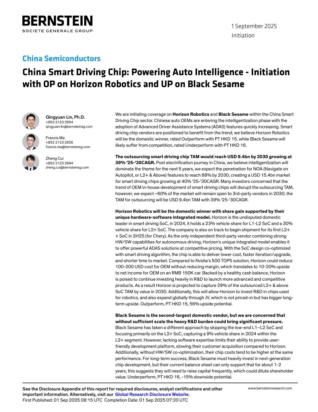 20250901-Bernstein-China Smart Driving Chip： Powering Auto Intelligence_Initiation with OP on Horizo.pdf