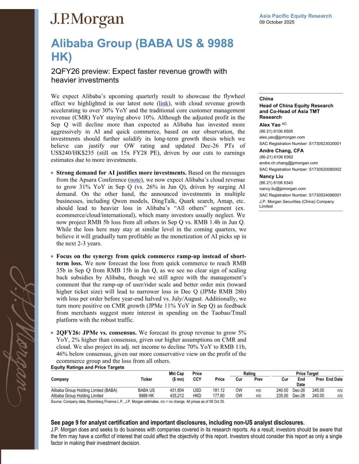 摩根大通-阿里巴巴集团业绩前瞻-20251010【15页】_PDF