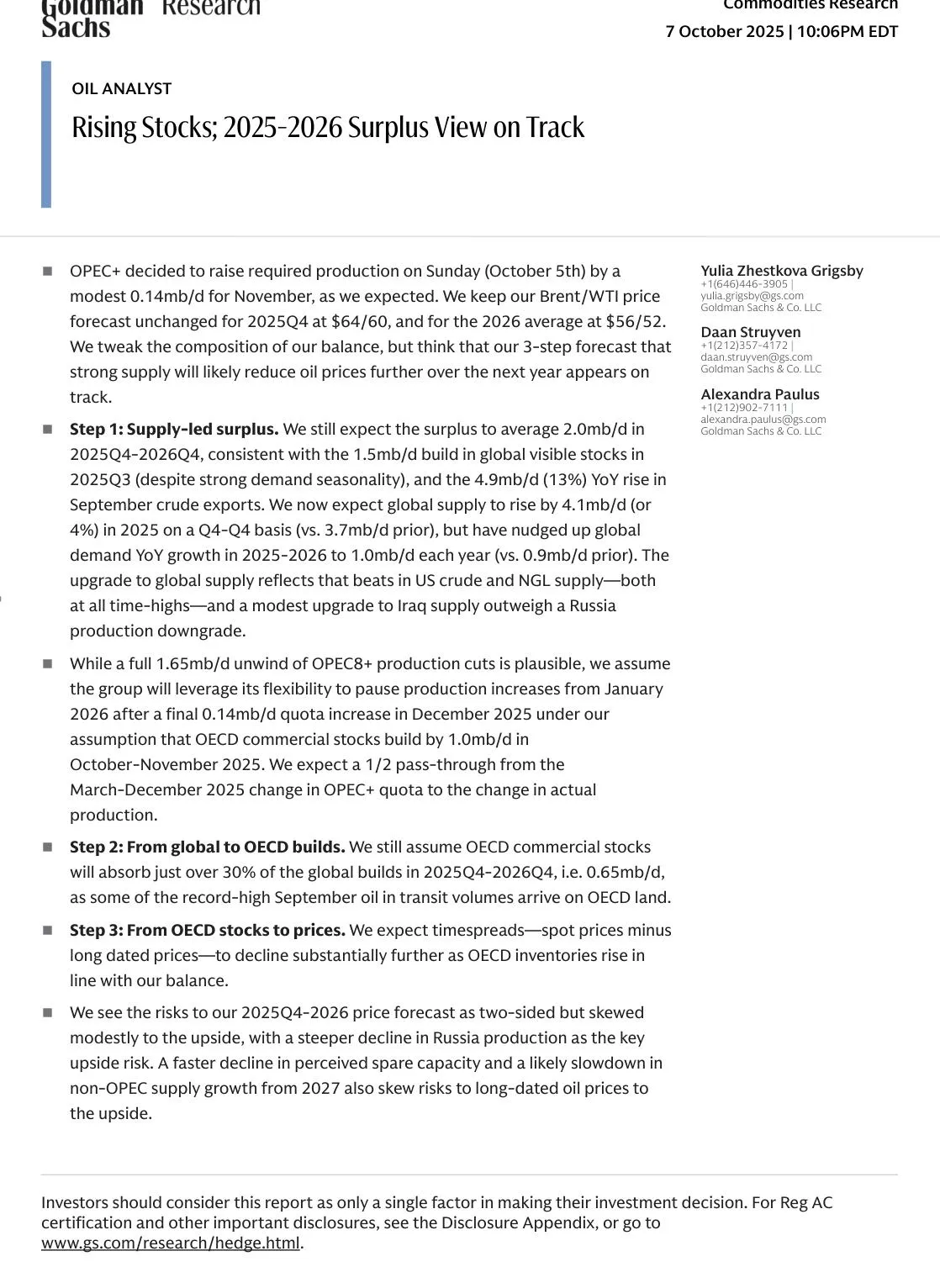 高盛-库存上升；2025-2026年供应过剩观点不变-20251007【16页】_PDF