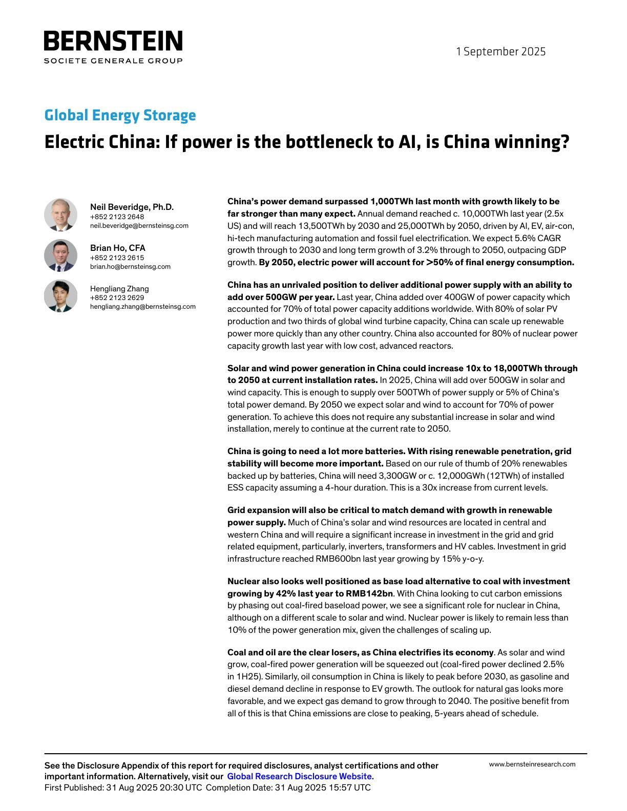 20250901-Bernstein-Global Energy Storage：Electric China： If power is the bottleneck to AI， is China .pdf