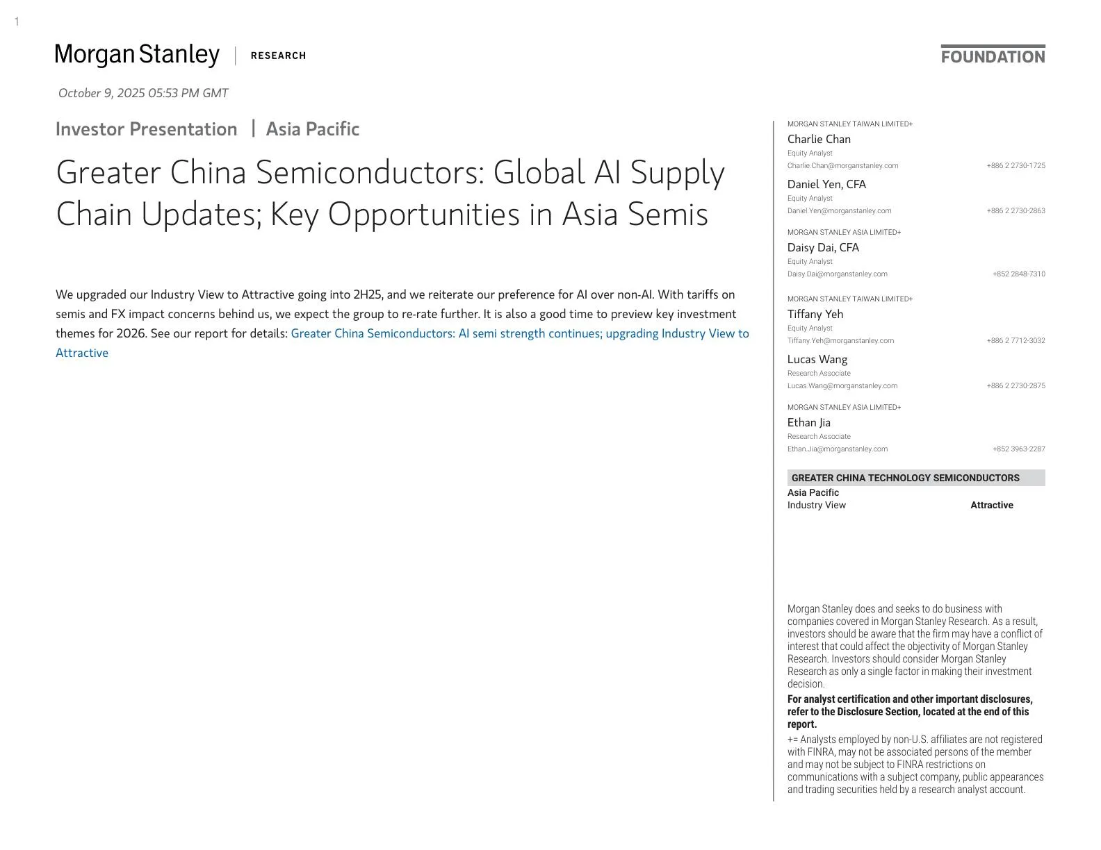 摩根士丹利-全球人工智能供应链最新动态；亚洲半导体的关键机遇-20251011【57页】_PDF