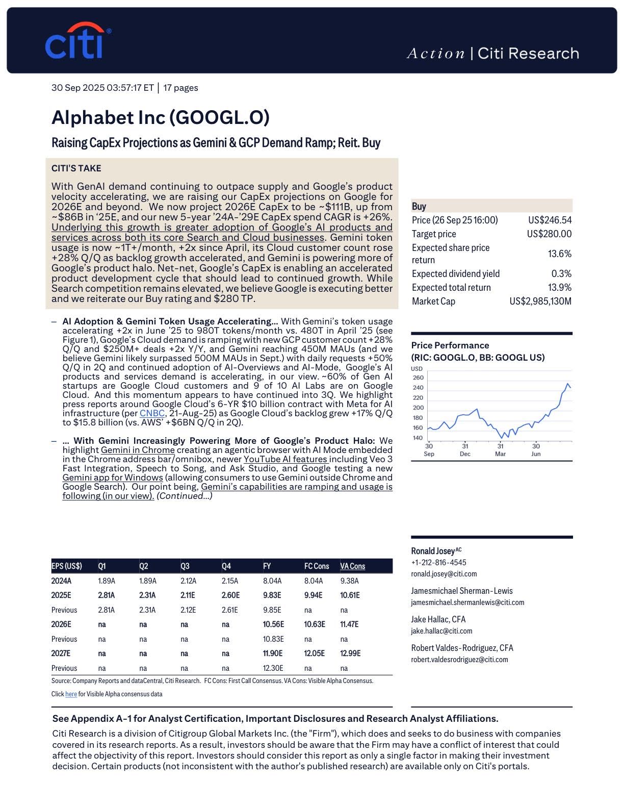 CITI-谷歌：因 Gemini 和 GCP 需求增长上调资本支出预期；重申买入-20251008【17页】_PDF