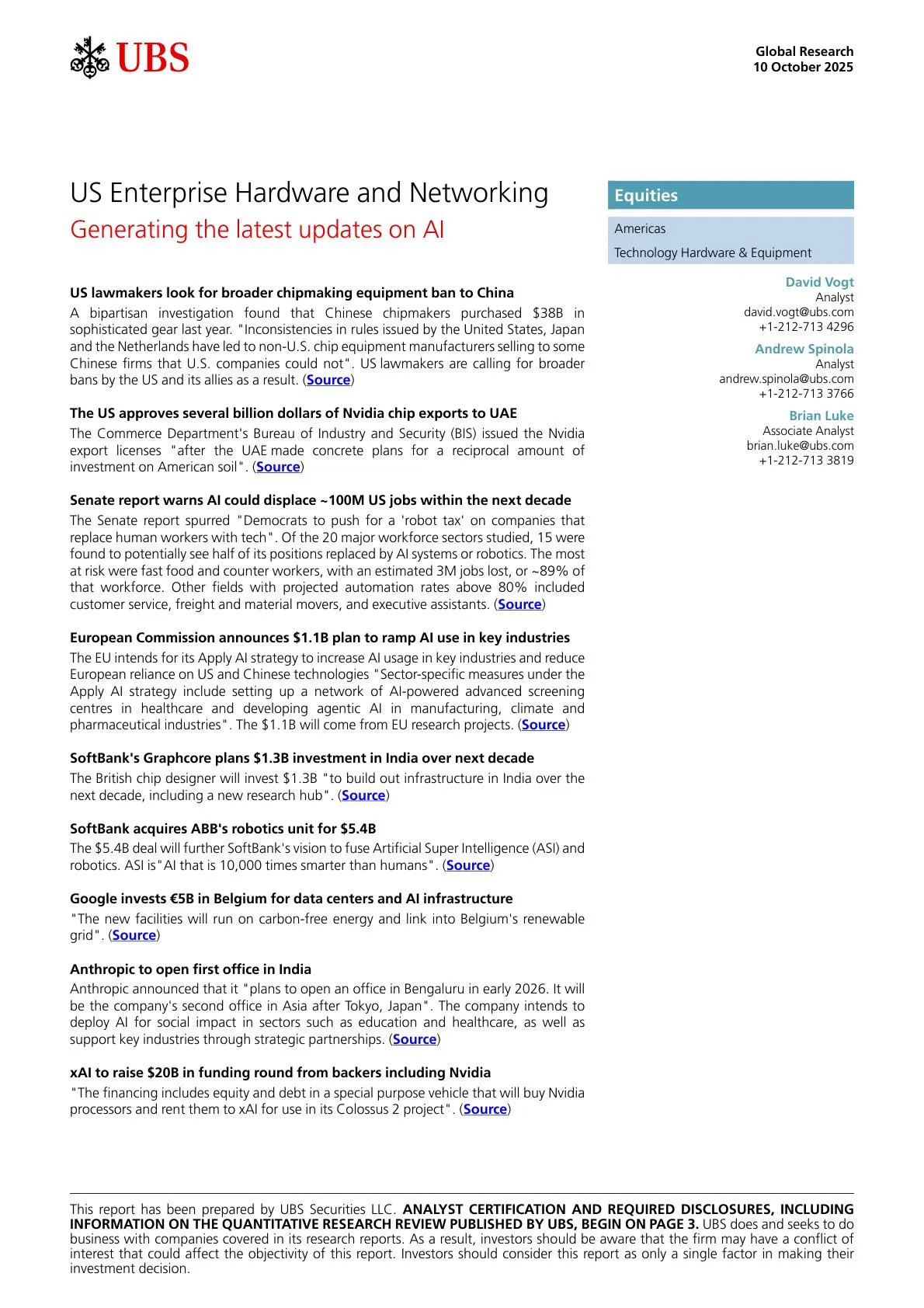 瑞银-美国企业硬件和网络：生成AI的最新更新-20251010【11页】_PDF