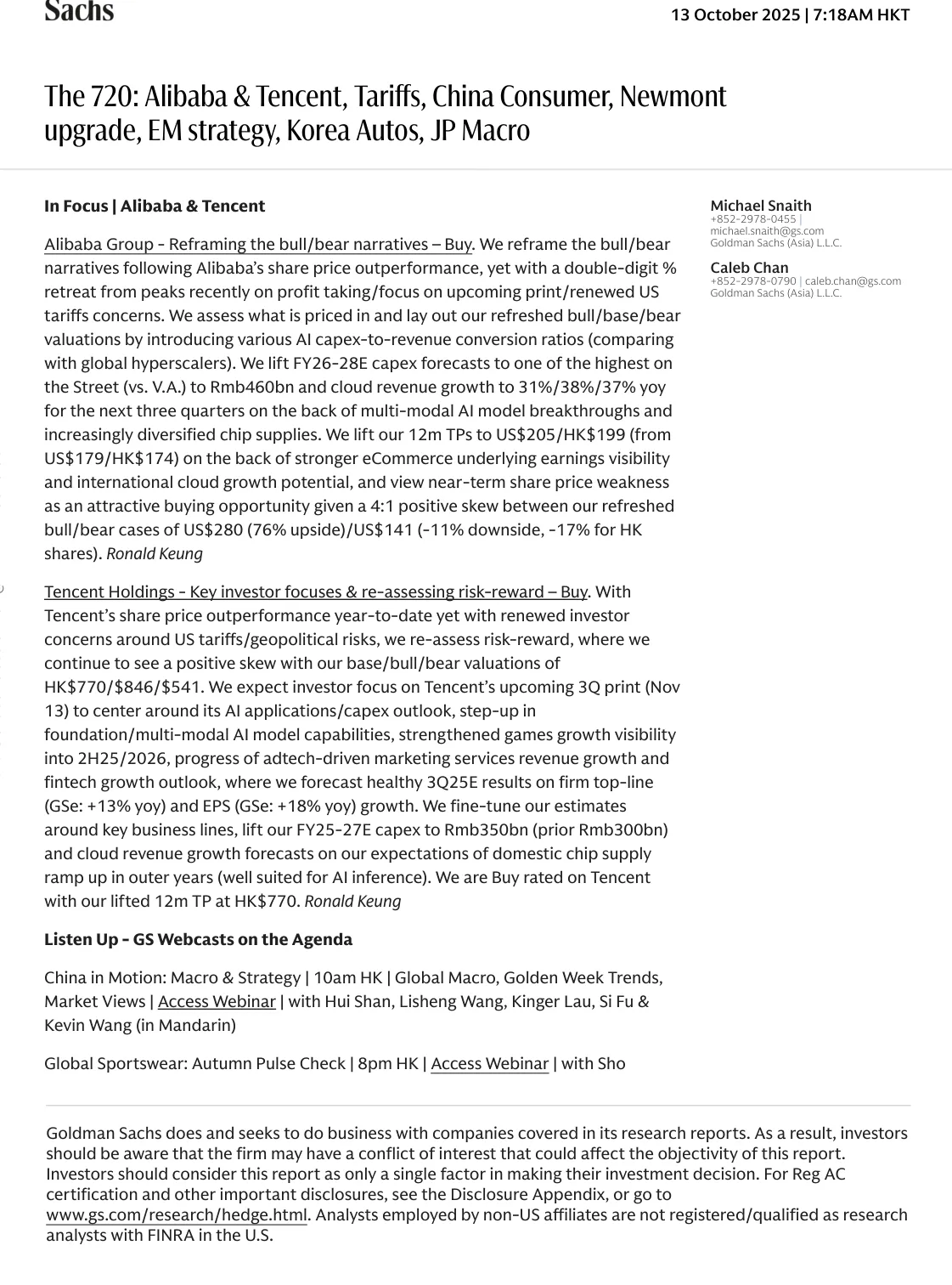高盛-阿里巴巴腾讯：重申买入评级【7页】_PDF