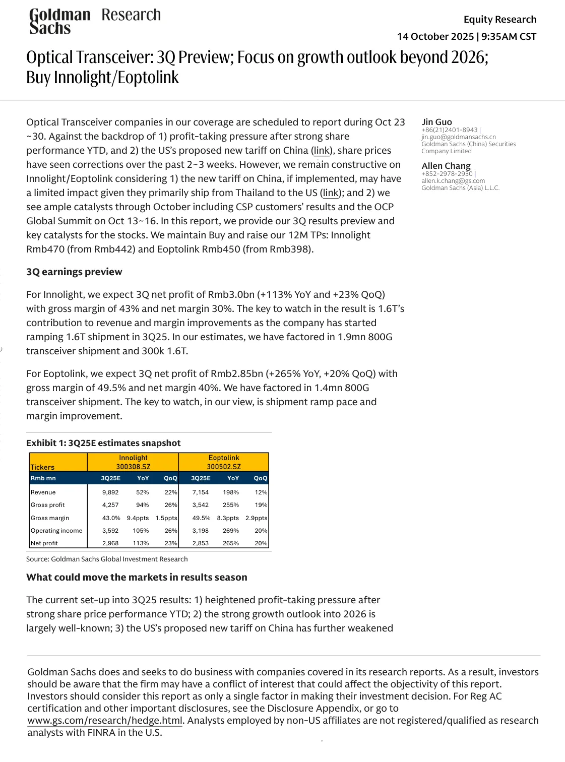 高盛-光模块：三季度前瞻：关注2026年后增长前景：买入新易盛_拓普林克【5页】_PDF