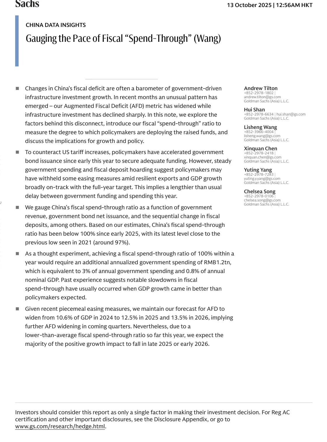 高盛-中国数据分析：财政支出进度：增长与政策影响-20251013【8页】_PDF