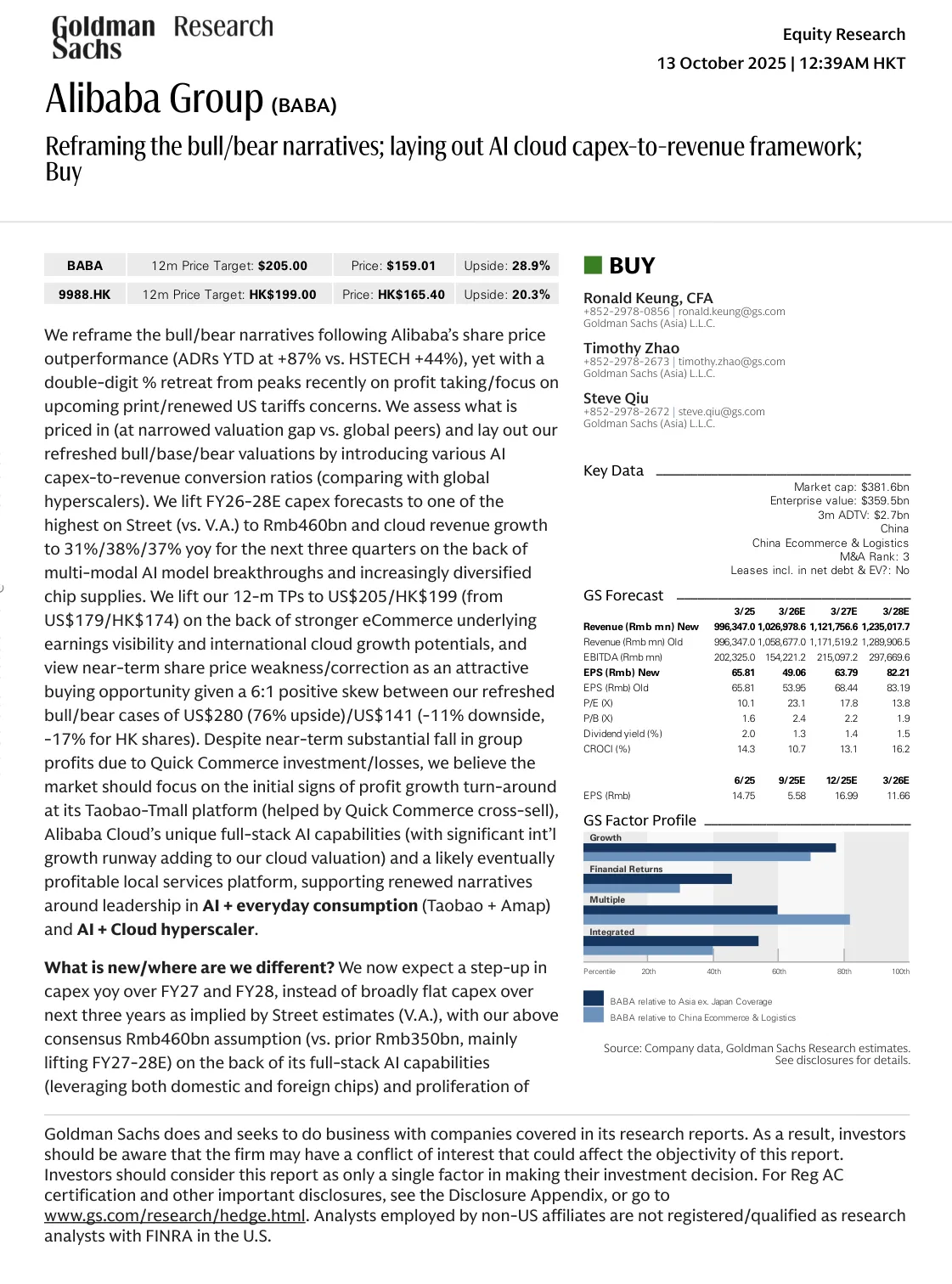 高盛-重申看涨_看跌观点：AI云资本支出推动收入框架：买入-20251013【28页】_PDF