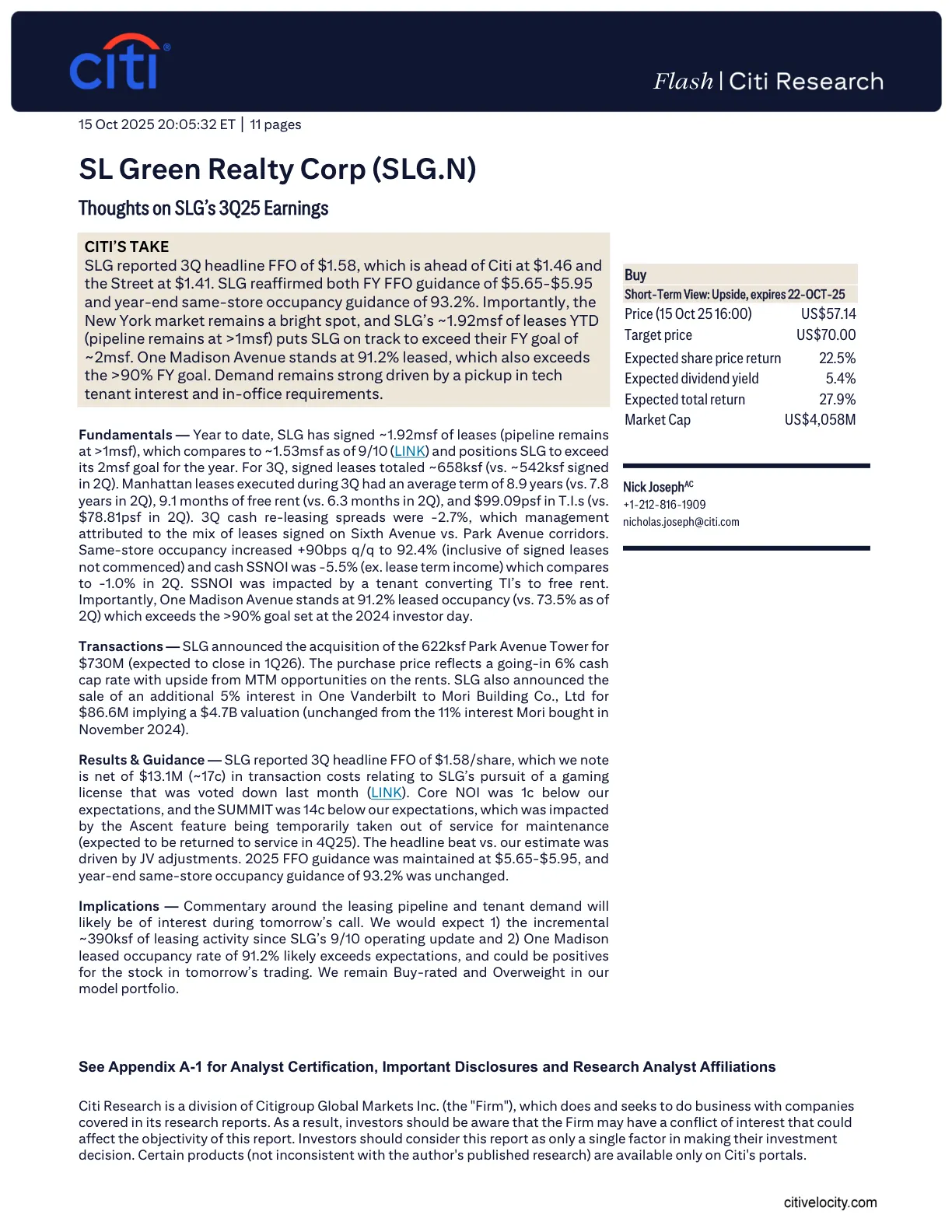 SL Green Realty Corp (SLG.N)_ Thoughts on SLG’s 3Q25 Earnings _PDF