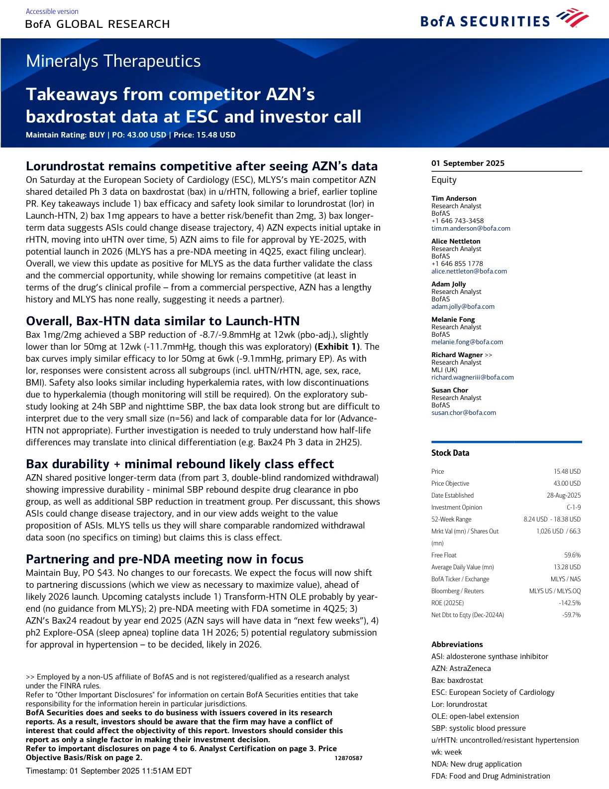 20250901-BofA-Mineralys Therapeutics_Takeaways from competitor AZN’s baxdrostat data at ESC and.pdf