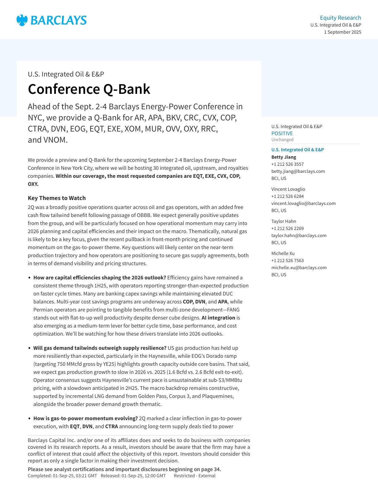 20250901-Barclays-U.S. Integrated Oil & E&P：Conference Q_Bank.pdf