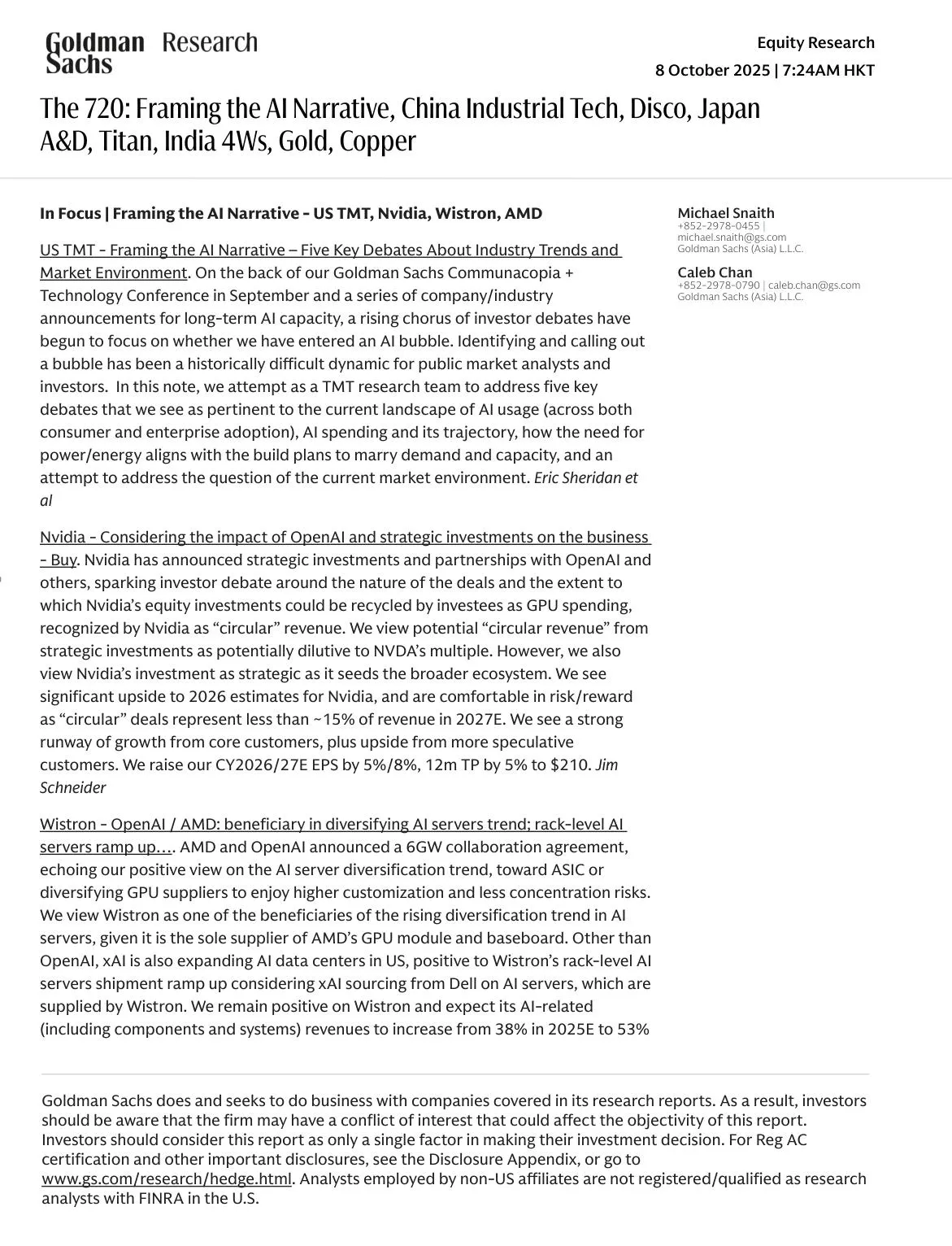 高盛-720：构建人工智能叙事，中国工业技术，Disco，日本A&D，钛，印度4Ws，黄金，铜-20251011【9页】_PDF