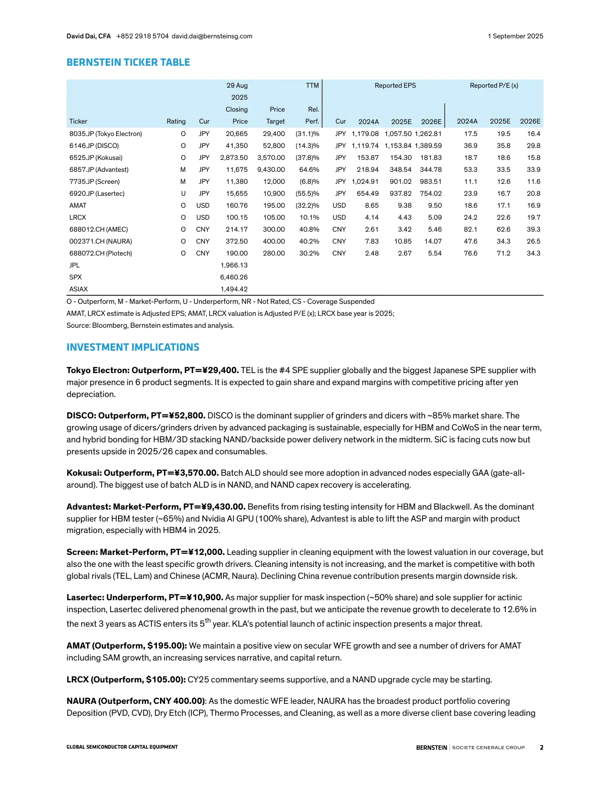 20250901-Bernstein-Global Semiconductor Capital Equipment Global Semicap Tracker （Jul 25）： +9％ YoY .pdf