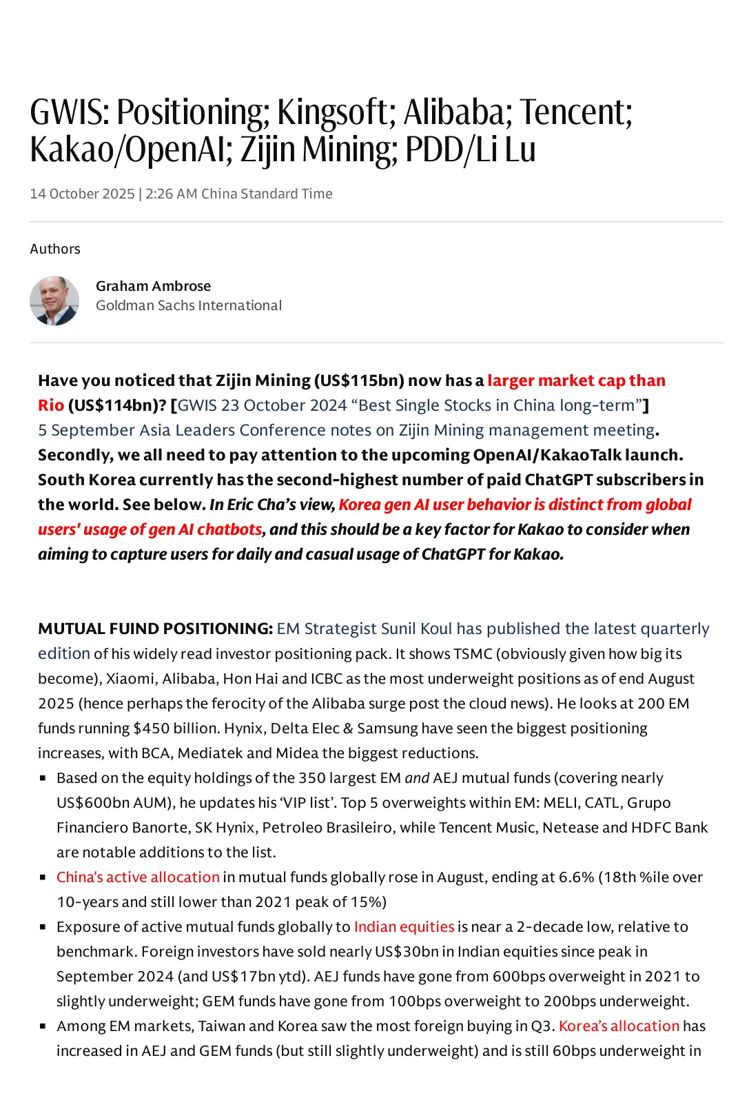 高盛-GWIS：定位金山办公阿里巴巴腾讯等-GWIS Positioning Kingsoft Alibaba Tencent-20251014【13页】_PDF