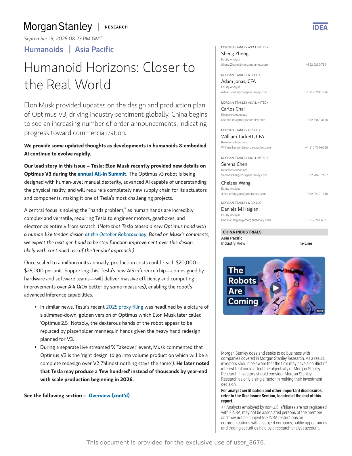 摩根士丹利-人形机器人：更接近现实世界-20250919【36页】_PDF