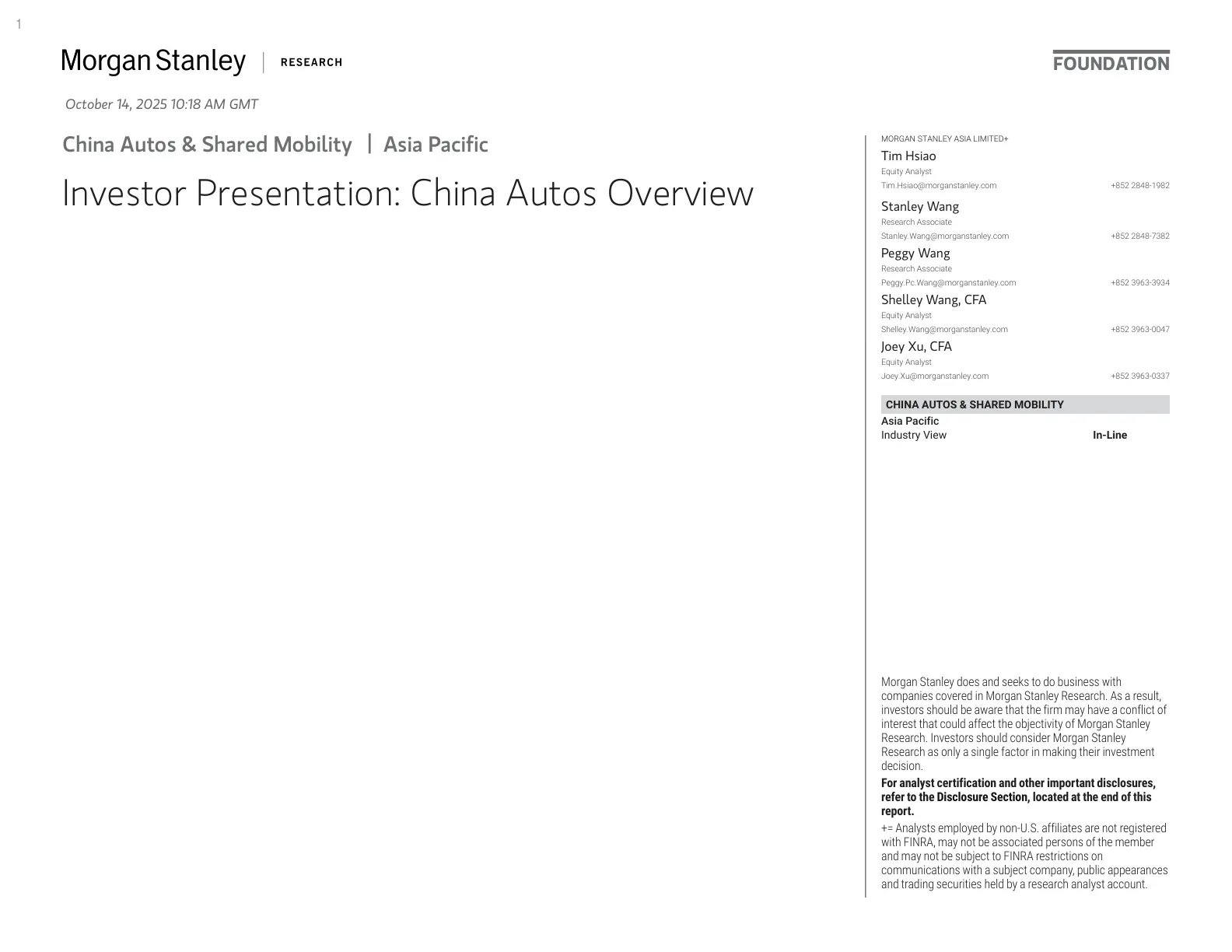 摩根士丹利-投资者介绍：中国汽车概览-Investor Presentation：China Autos Overview-20251014【35页】_PDF