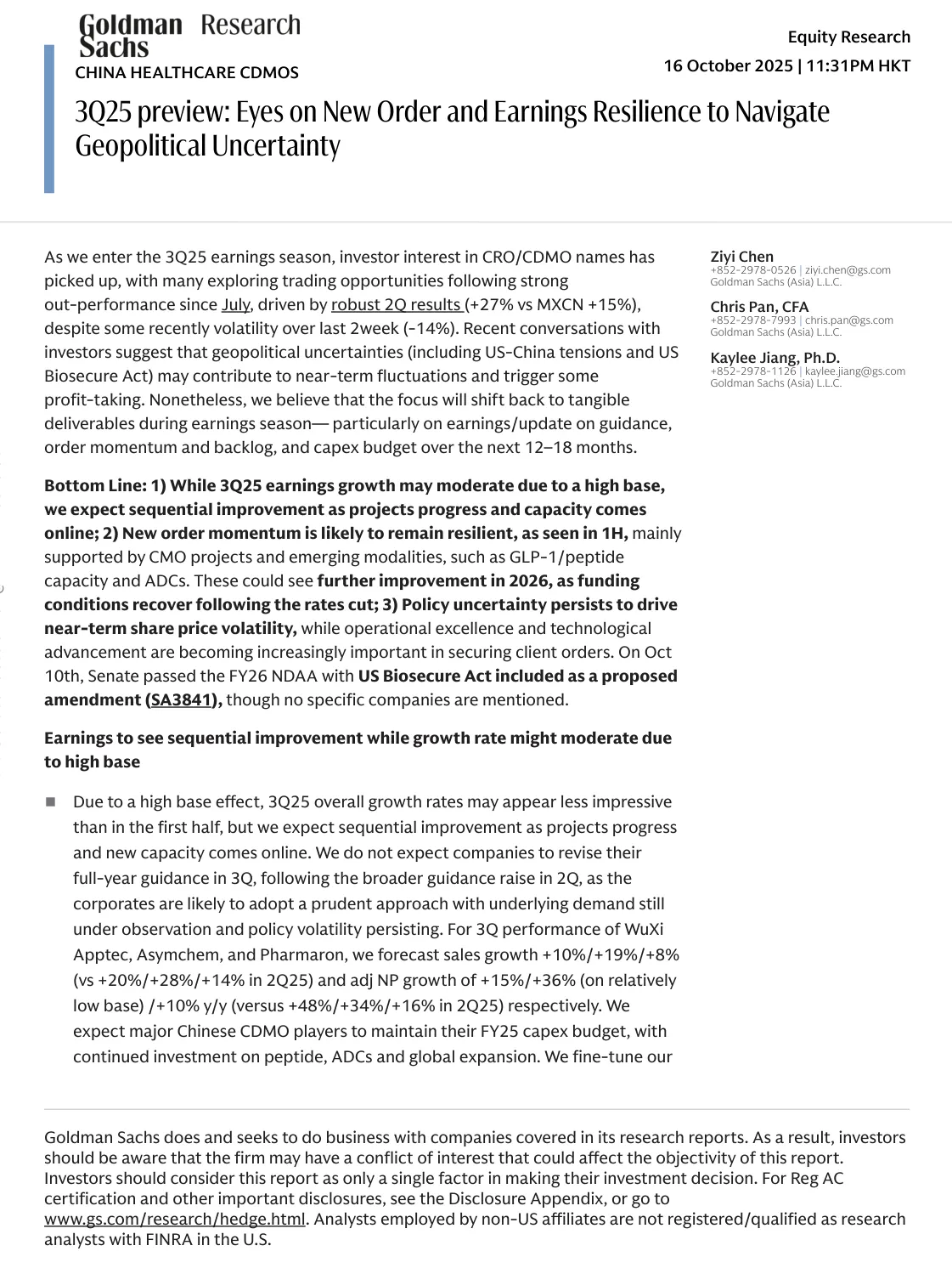 高盛-3Q25前瞻：关注新订单和盈利韧性以应对地缘政治不确定性-20251016【8页】_PDF