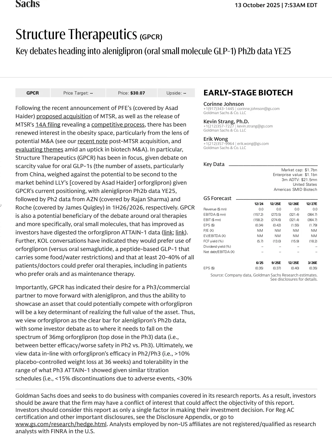 高盛-结构疗法：口服小分子GLP-1药物关键辩论-20251013【14页】_PDF