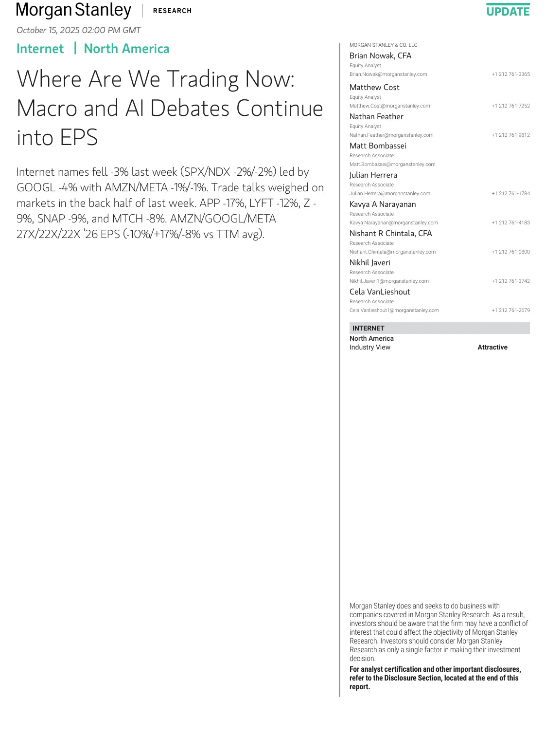 摩根士丹利-当前交易：宏观与AI辩论持续影响每股收益-20251015【12页】_PDF