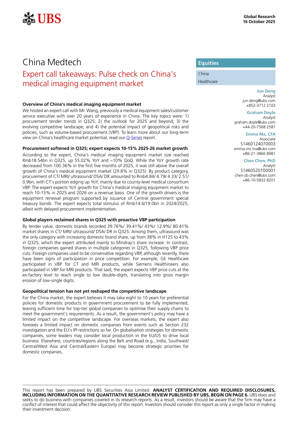 UBS-专家电话会议：中国医疗影像设备市场脉搏检查-20250726【15页】_PDF