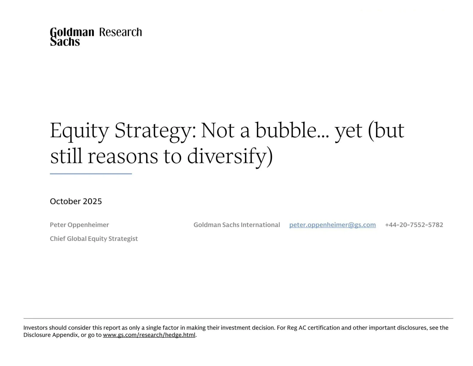 高盛-股票策略：尚未泡沫化 但仍需多元化-20251001【21页】_PDF
